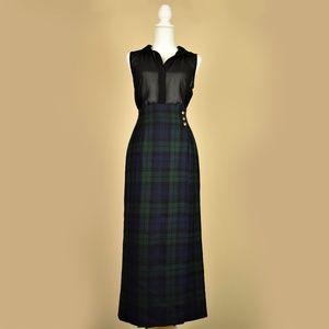 Vintage Ralph Lauren Plaid 100% Wool Wrap Skirt